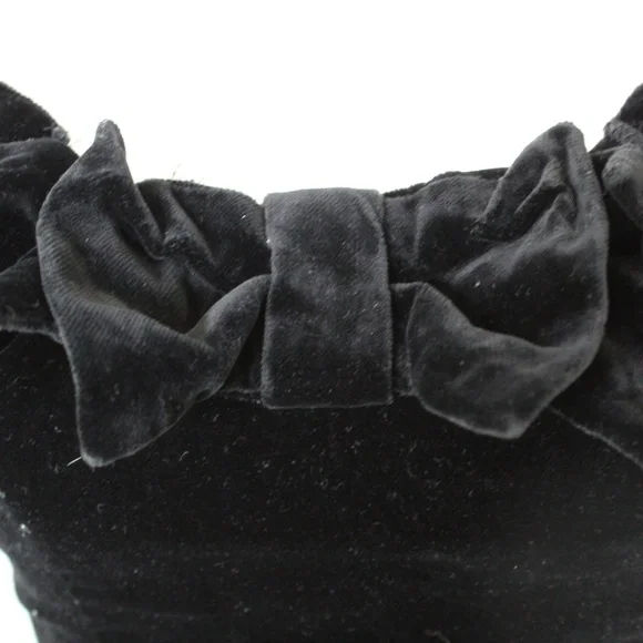 Vintage Black Velvet Bow Detail Mini Cocktail Dress - Picture 3 of 9